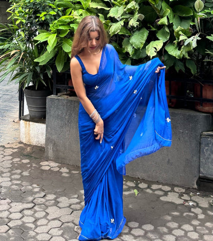 Vibrant Royal Blue Mul Cotton Saree