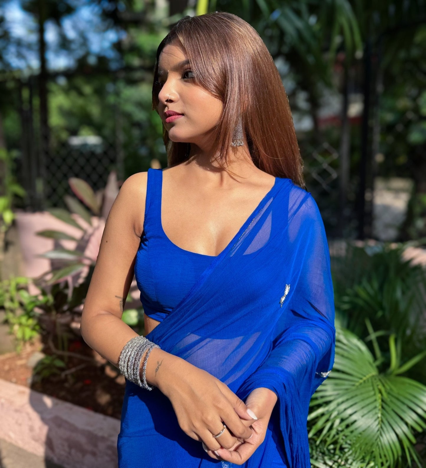Vibrant Royal Blue Mul Cotton Saree