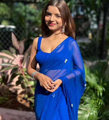 Vibrant Royal Blue Mul Cotton Saree